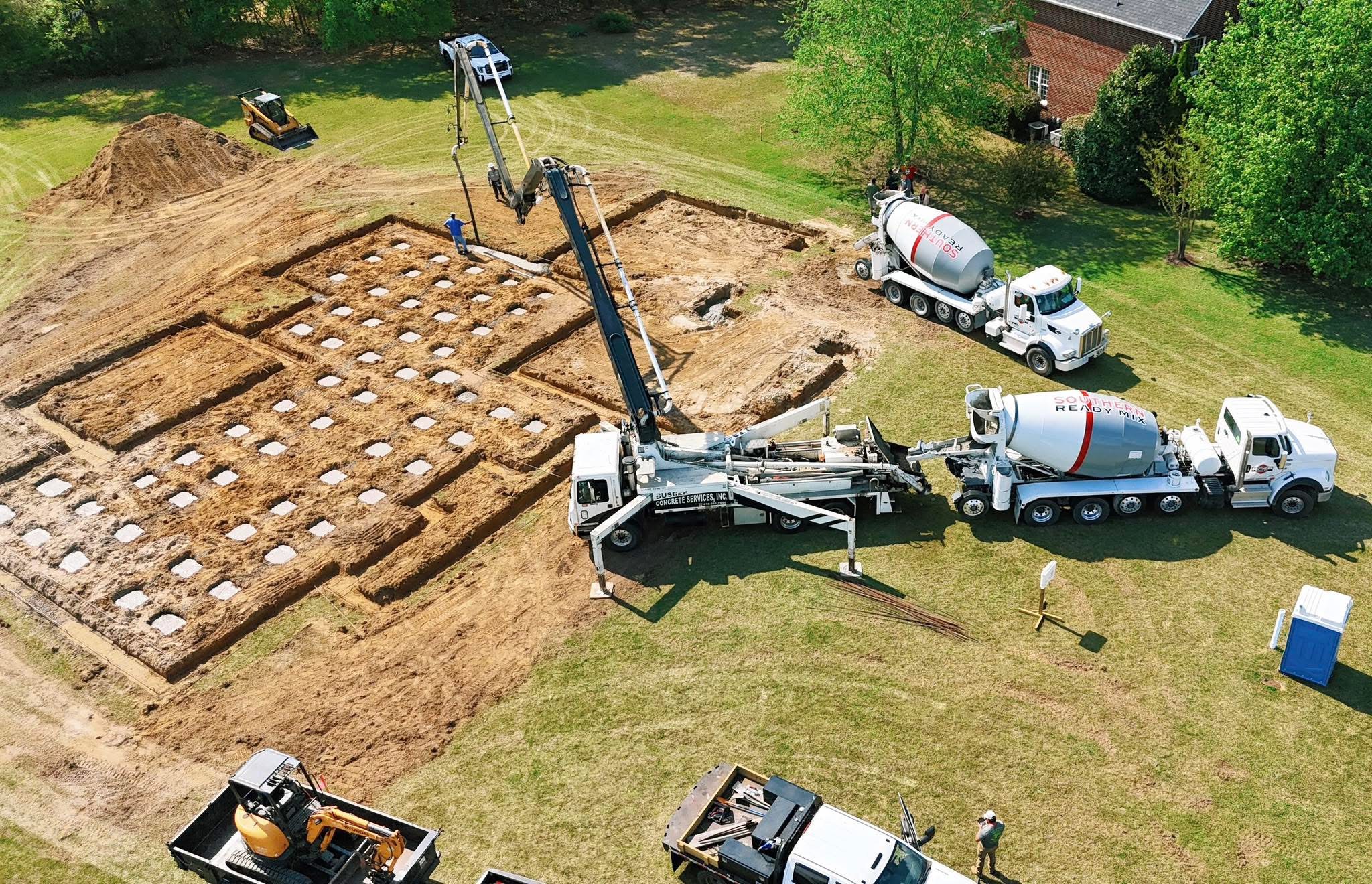 Concrete slab foundation work